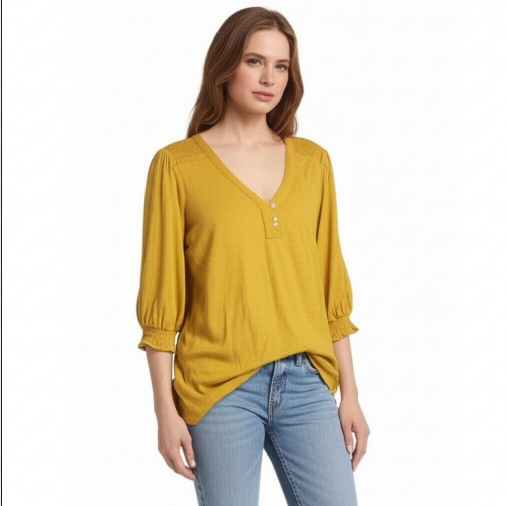 J. Jill Gold Relaxed Cuffed Sleeve Blouse